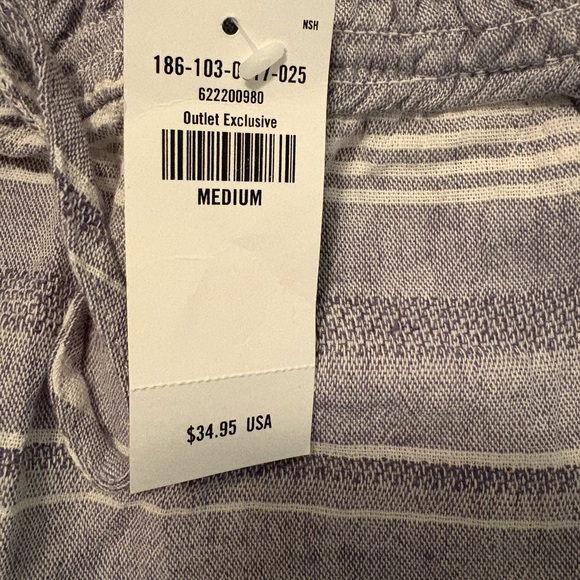 Abercrombie & Fitch Cotton & Linen Chambray Striped Beach Shorts Medium NWT - Picture 5 of 8